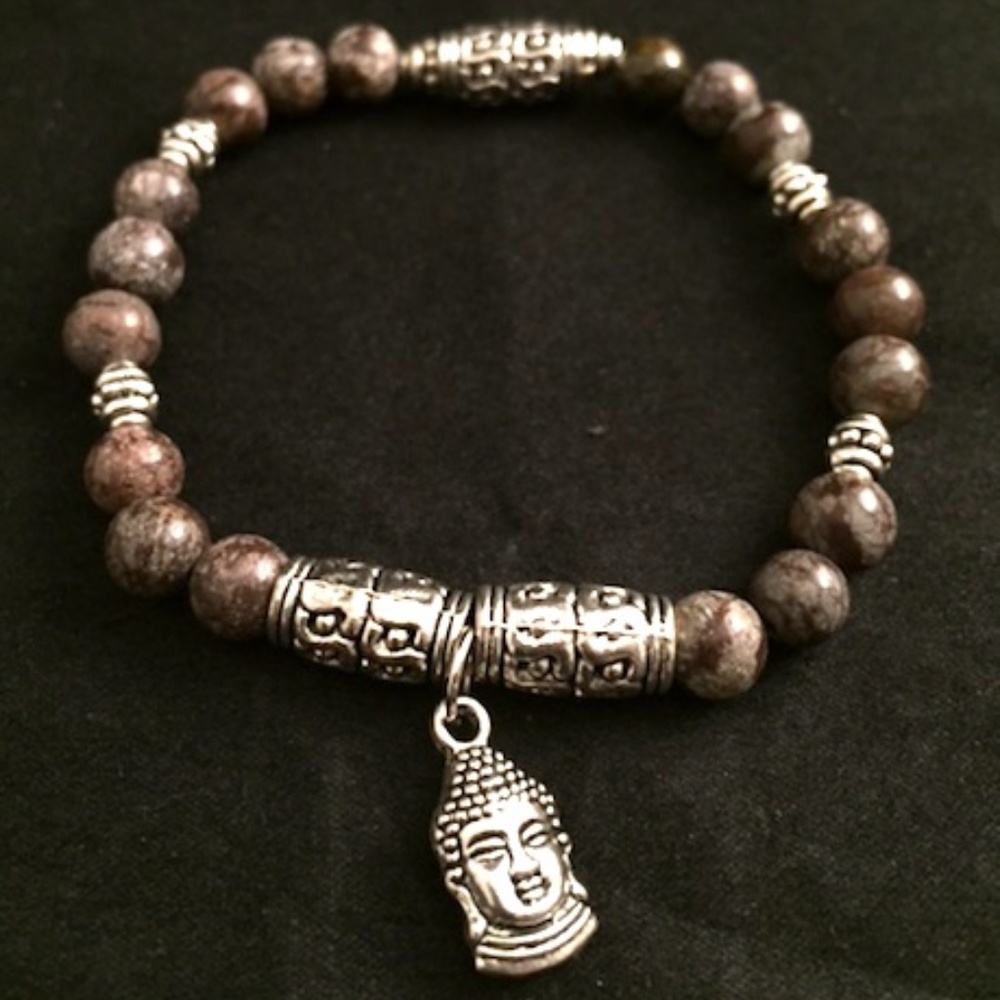 7" Coffee Jasper Buddha Bracelet Comforting Center